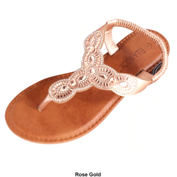 Womens Ella & Joy Braided Rhinestone T-Strap Sandals