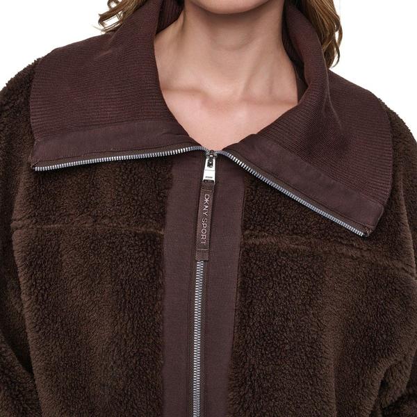Womens DKNY Sport Zip Front Sherpa Jacket