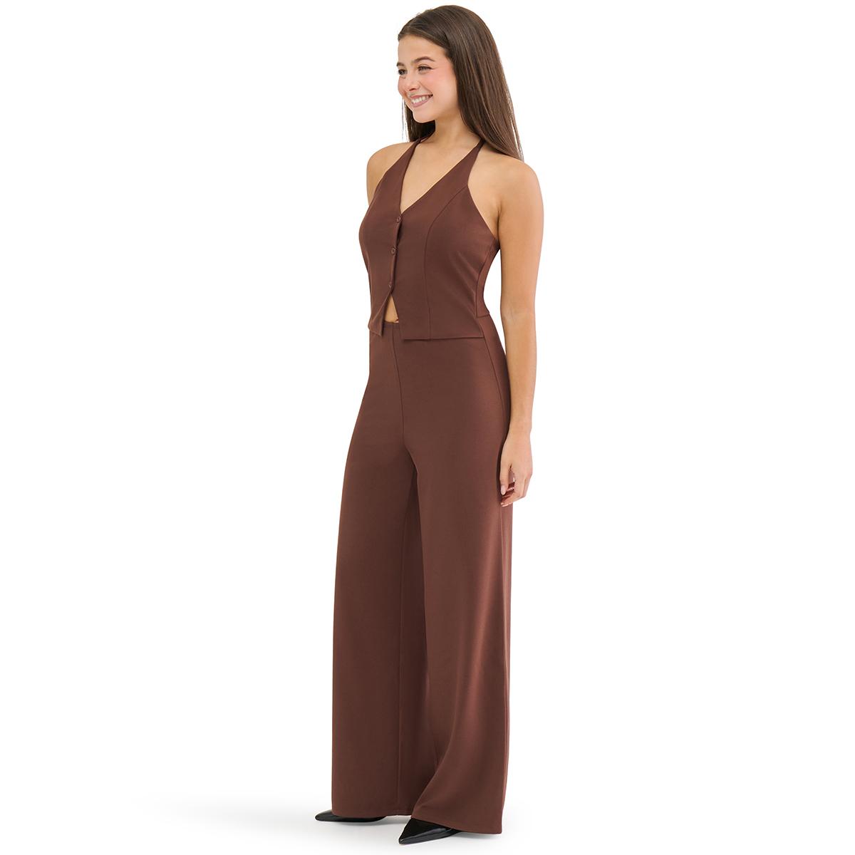 Juniors Madden Girl Knit Halter Button Front Vest Jumpsuit