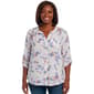Plus Size Zac & Rachel 3/4 Roll Tab Sleeve Floral Blouse - image 1
