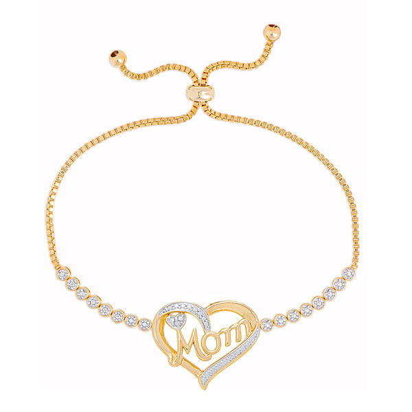 Accents by Gianni Argento Diamond Accent Mom Heart Bracelet - image 