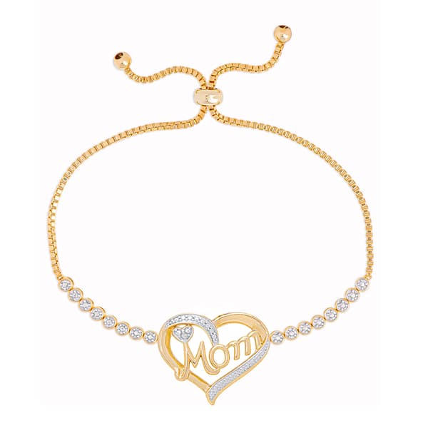Accents by Gianni Argento Diamond Accent Mom Heart Bracelet - image 