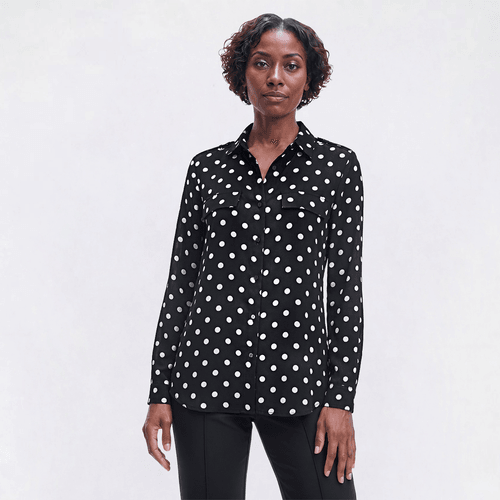 Womens Preswick & Moore(R) Long Sleeve Pocket Dot Blouse - image 
