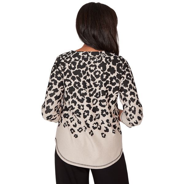 Womens Alfred Dunner Seville 3/4 Sleeve Leopard Blouse