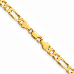 Gold Plated over Sterling Silver Square Figaro Chain Necklace