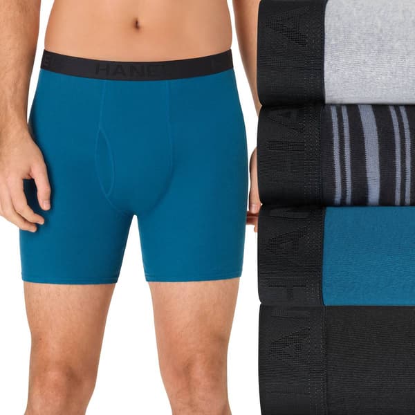 Mens Hanes Ultimate(R) Core 4pk. Boxer Briefs - Black/Grey/Teal - image 
