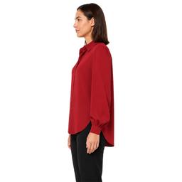 Womens Zac & Rachel Long Sleeve Solid Button Down Satin Blouse