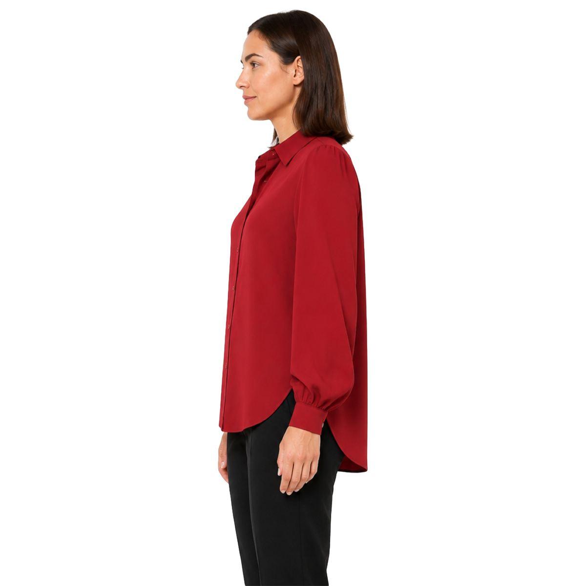 Womens Zac & Rachel Long Sleeve Solid Button Down Satin Blouse