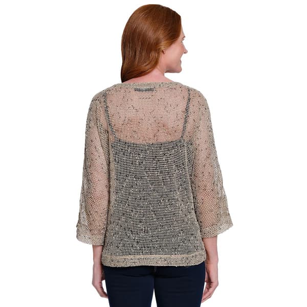 Womens Ali Miles 3/4 Sleeve Mesh Button Jacket