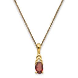 14kt. Yellow Gold Oval Garnet Diamond Necklace
