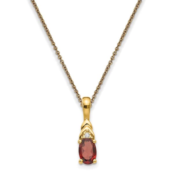14kt. Yellow Gold Oval Garnet Diamond Necklace - image 