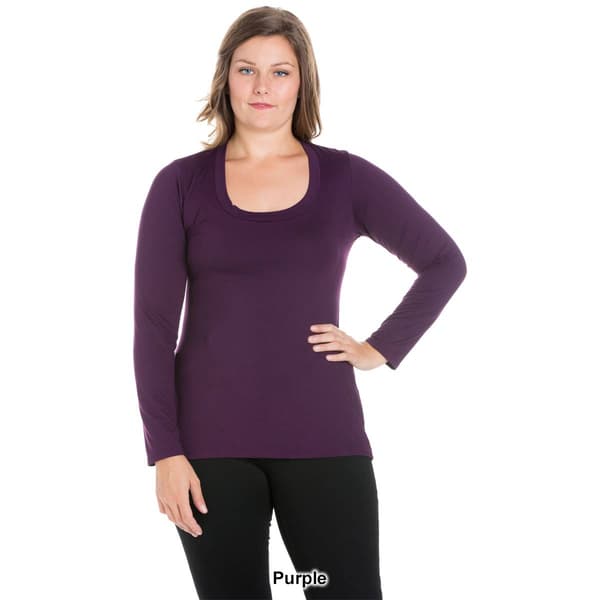 Plus Size 24/7 Comfort Apparel Scoop Neck Long Sleeve Tee