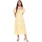 Juniors Trixxi Puff Sleeve Papaya Gauze Floral Tier Midi Dress - image 1