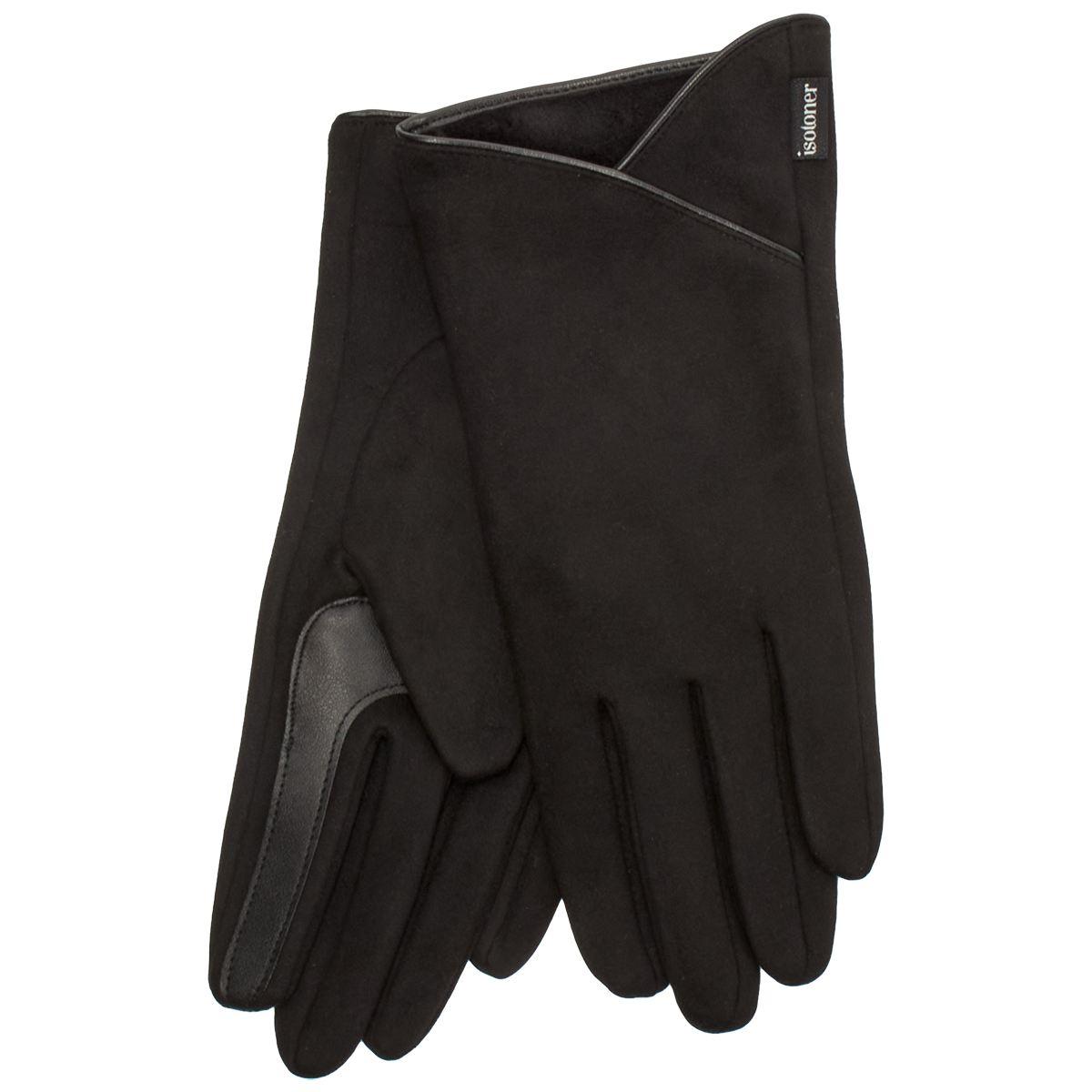 Womens Isotoner Seamed Wrist Detail Stretch Microsuede Gloves
