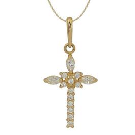 10kt. Gold Filled Cross with Cubic Zirconia & Chain