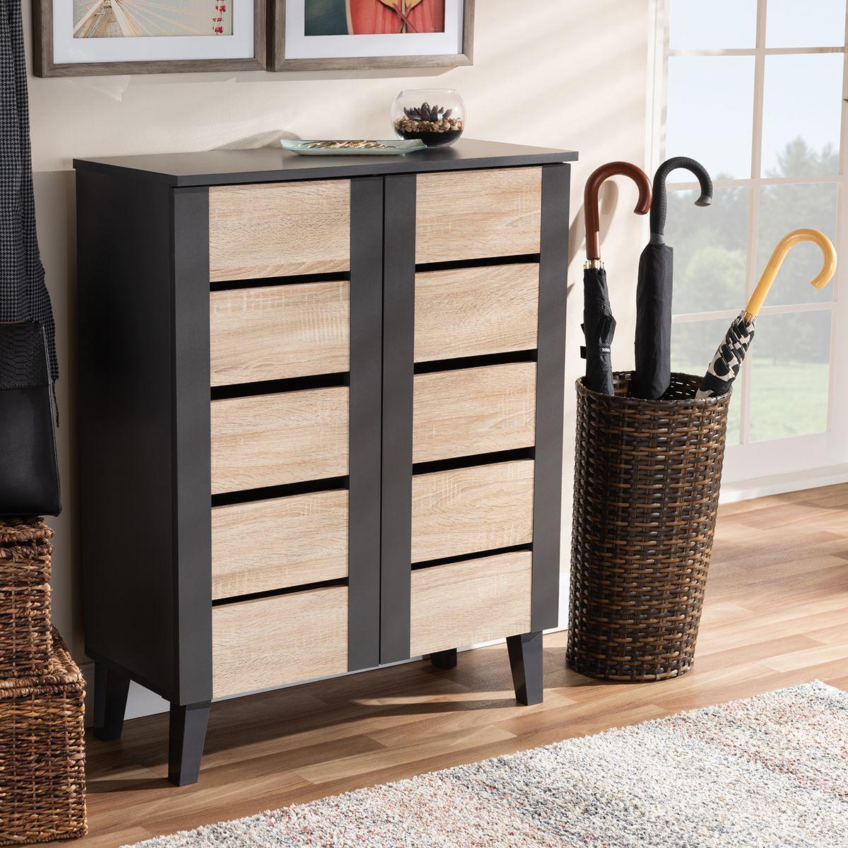 Baxton Studio Melle 2 Door Wood Entryway Shoe Storage...