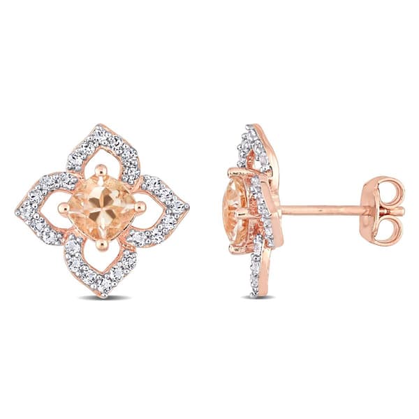 Gemstone Classics(tm) 1ctw. Morganite Flower Stud Earrings - image 