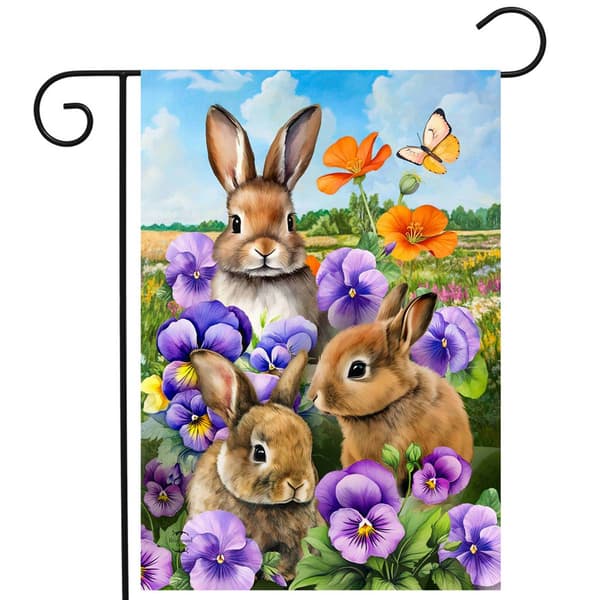 Briarwood Lane Spring Bunny Trio Garden Flag - image 