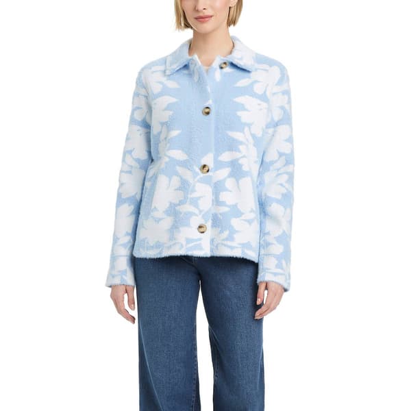 Womens Vince Camuto Single Breasted Short Stretch Knit Coat