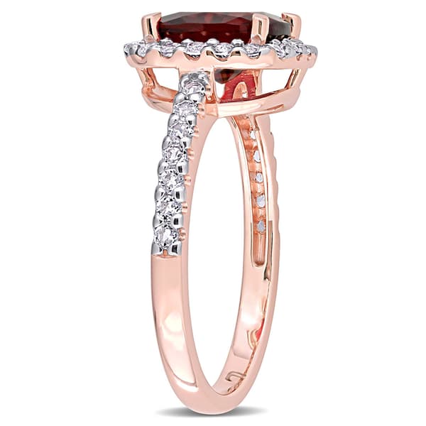 Gemstones Classics™ 10kt. Rose Gold Garnet & Topaz Halo Ring