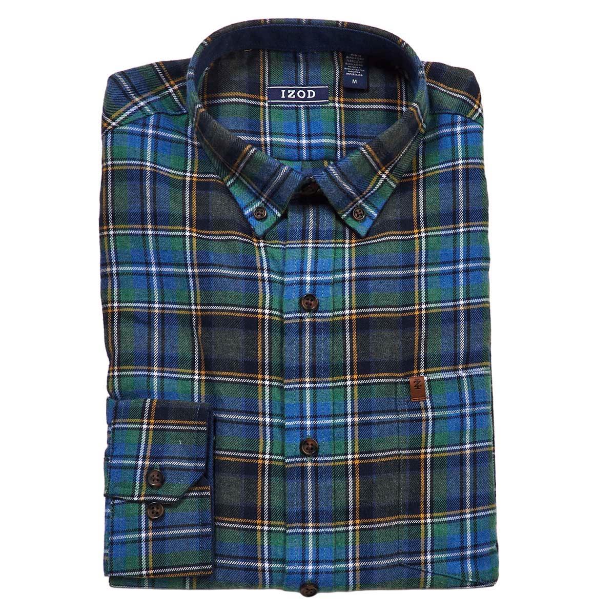 Mens IZOD® Long Sleeve Stratton Flannel Shirt - Foliage Green