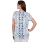 Petite Ruby Rd. French Riviera Short Sleeve Floral Blouse - image 2