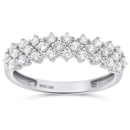Nova Star(R) Sterling Silver Lab Grown Clustered Diamond Ring