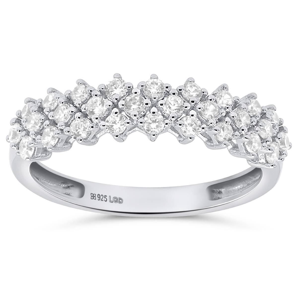 Nova Star(R) Sterling Silver Lab Grown Clustered Diamond Ring