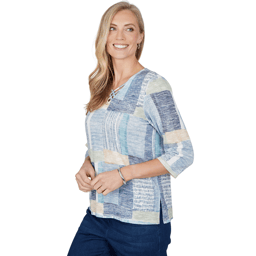 Womens Alfred Dunner Ann Arbor Geometric Patchwork Blouse