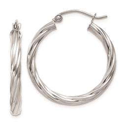 Gold Classics(tm) 10kt. White Gold Twist Polished 16mm Hoop Earrings