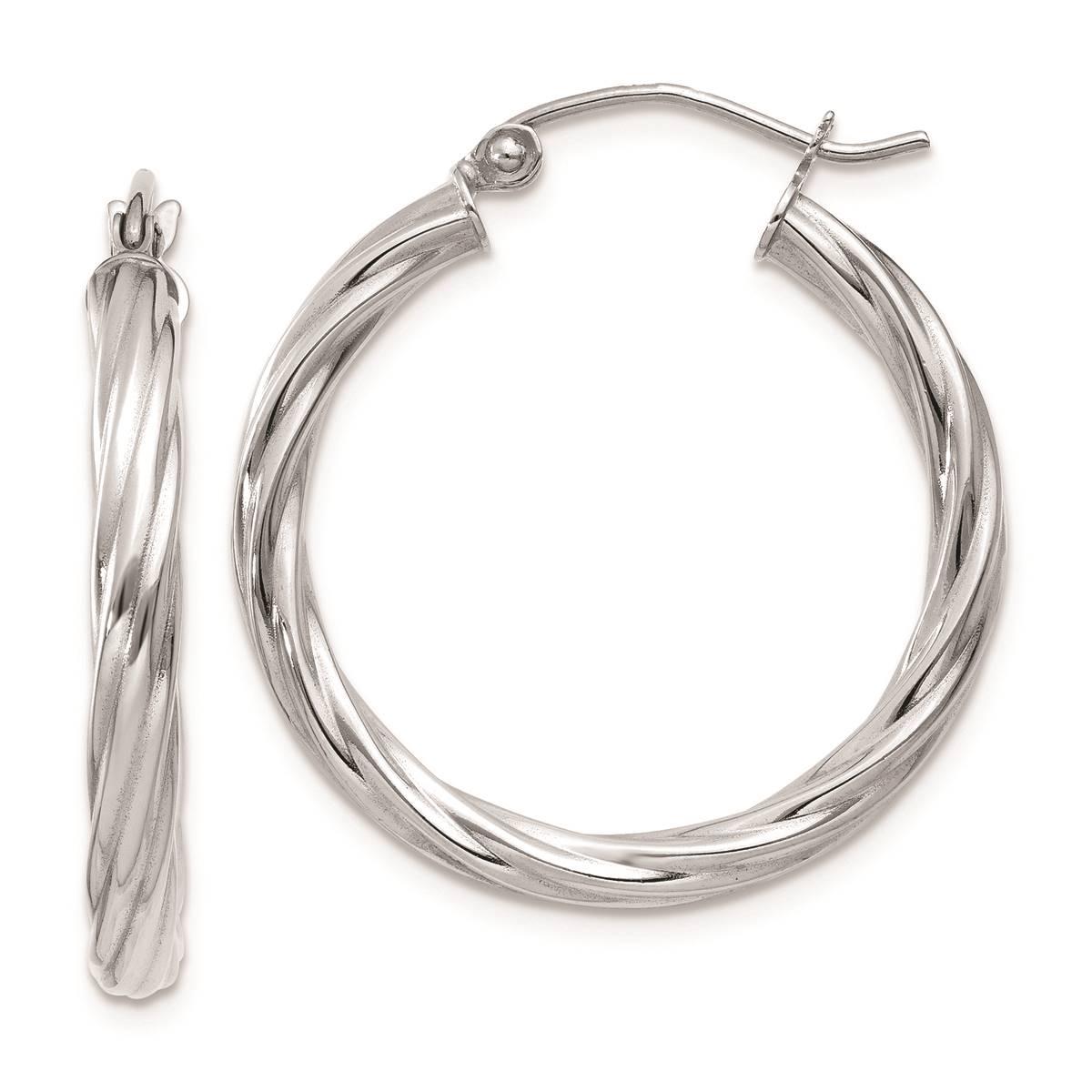 Gold Classics(tm) 10kt. White Gold Twist Polished 16mm Hoop Earrings