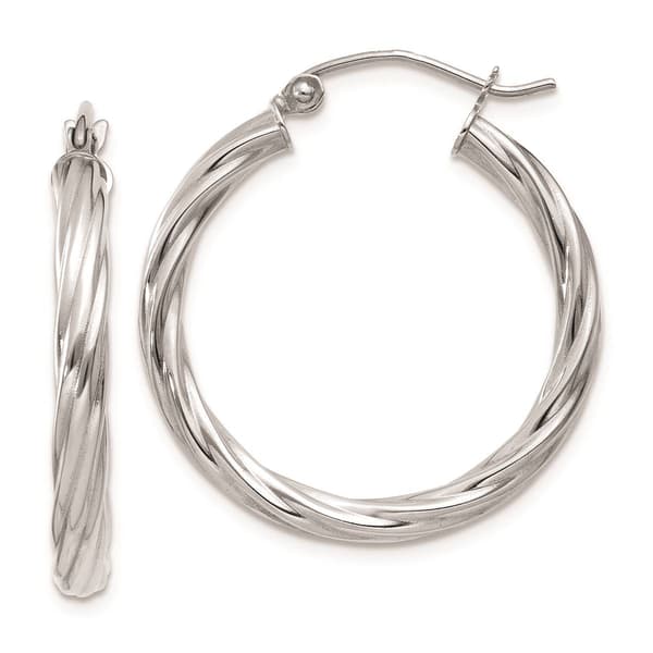 Gold Classics(tm) 10kt. White Gold Twist Polished 16mm Hoop Earrings - image 