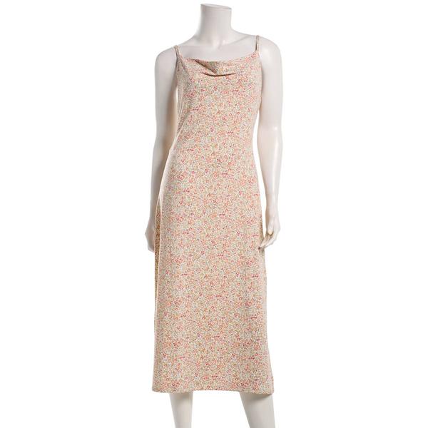 Juniors Wallflower Drape Neck Ditsy Midi Slip Dress