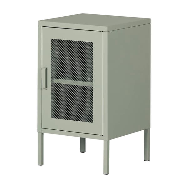 South Shore Crea Sage Green Metal Mesh 1-Door End Table