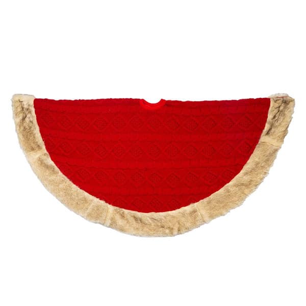 Kurt S. Adler 48in. Red Knit Faux Fur Tree Skirt