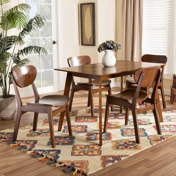 Baxton Studio Katya Modern Walnut Brown Wood 5pc. Dining Set