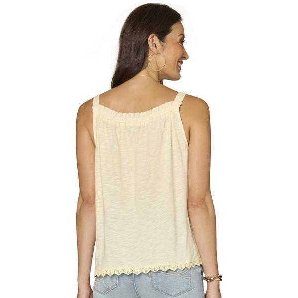 Womens Democracy Sleeveless Square Neck Coastal Embroidery Blouse