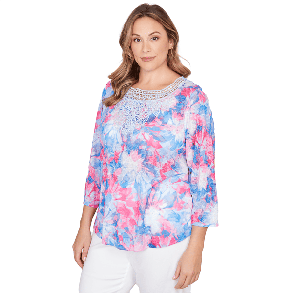 Plus Size Ruby Rd. California Dreaming Tie Dye Floral Blouse