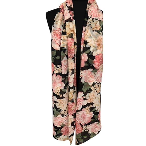 Womens Renshun Beautiful Floral Pearl Silk Oblong Scarf