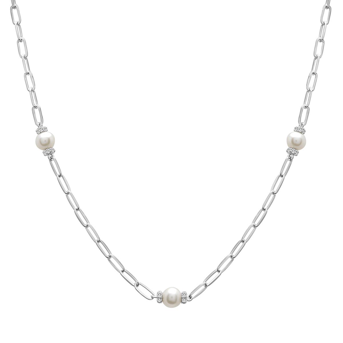 Gemstone Classics™ Sterling Silver Pearl Trendy Necklace