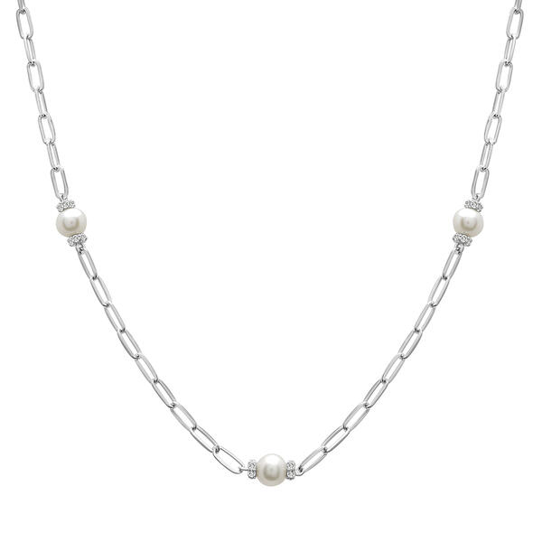 Gemstone Classics&#40;tm&#41; Sterling Silver Pearl Trendy Necklace - image 