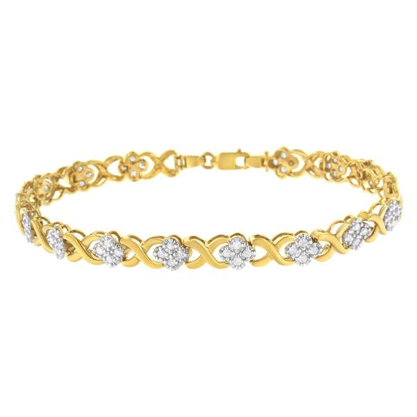 Diamond Classics&#40;tm&#41; 10kt. Gold Flower Cluster Tennis Bracelet - image 