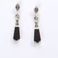 Marsala Fine Silver Plated Marcasite & Onyx Drop Earrings - image 1