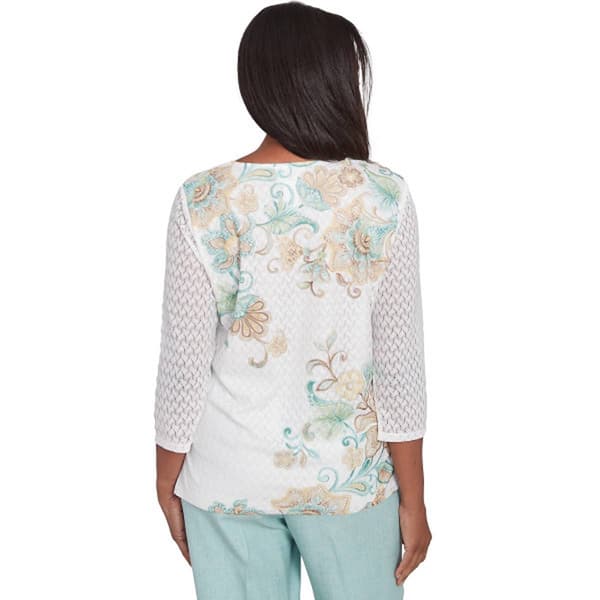 Womens Alfred Dunner Kensington Gardens Scroll Split Neck Top