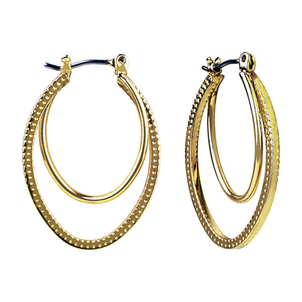 Roman Gold-Tone Double Hoop Earrings - image 