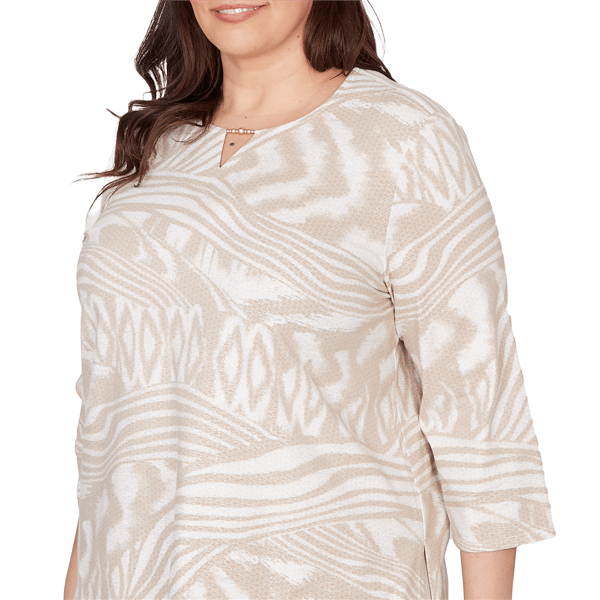 Plus Size Alfred Dunner Natural Wonder Abstract Keyhole Blouse