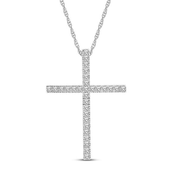 Sterling Silver 1/4cttw. Lab Grown Diamond Cross Pendant - image 