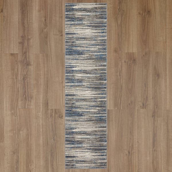 Mohawk Home Furie Stripe Grey/Dark Blue Runner - image 