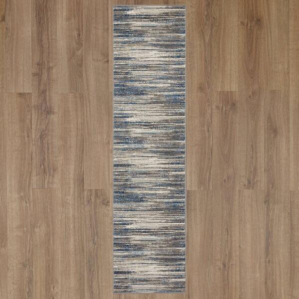 Mohawk Home Furie Stripe Grey/Dark Blue Runner - image 