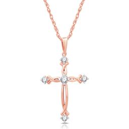 Nova Star(R) Lab Grown Diamond Rose Gold Plated Twist Cross Pendant